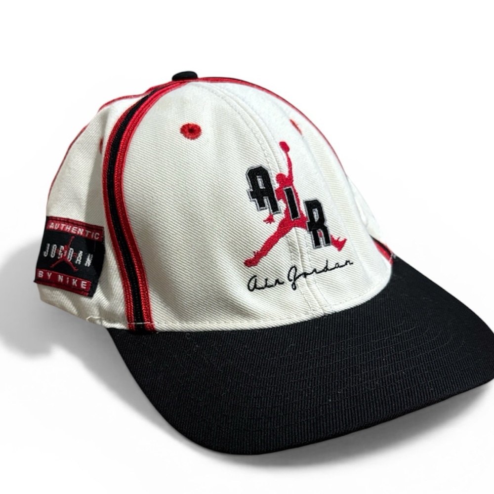 Vintage Nike Air Jordan White Black Red Jumpman Embroidered Baseball Cap 90s